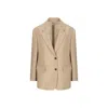 Prada Rope-coloured Single-breasted Jacket In Wool And Mohair In Beige