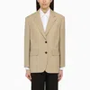 Prada Rope-coloured Single-breasted Jacket In Wool And Mohair In Brown