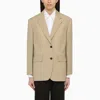 Prada Rope-coloured Single-breasted Jacket In Wool And Mohair In Neutral