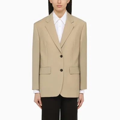 PRADA PRADA  ROPE-COLOURED SINGLE-BREASTED JACKET IN WOOL AND MOHAIR