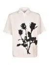 Prada Rose-appliqué Short-sleeved Shirt In White