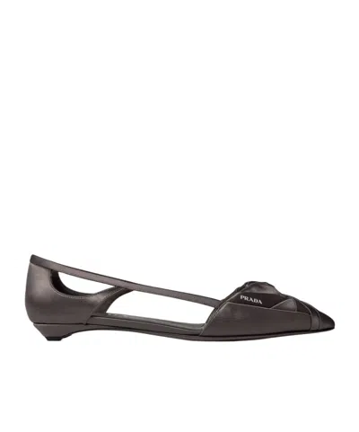 Prada Rose Ballet Shoes In Gray