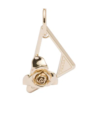 Prada Rose Pendant Earrings In Yellow