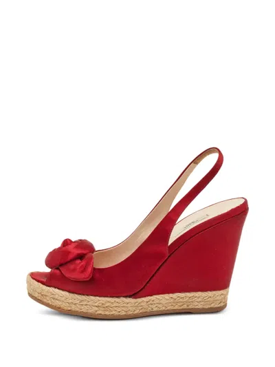 Pre-owned Prada Rose Slingback Espadrilles In Red