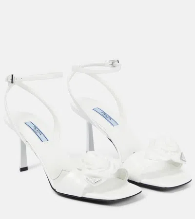 Prada Women's Rosette Leather High-heel Sandals In Bianco