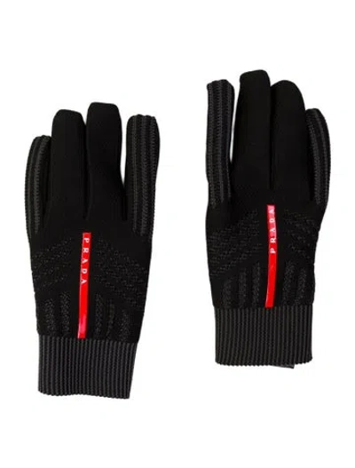 Pre-owned Prada Rossa Knit Gloves In Black