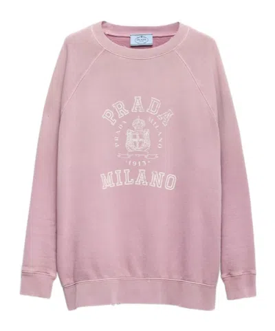 PRADA PRADA LOGO-PRINTED CREWNECK SWEATSHIRT