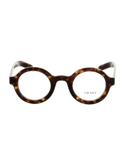 Pre-owned Prada Round Eyeglasses In Brown