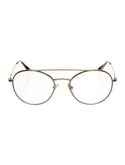 Pre-owned Prada Round Eyeglasses In Gold