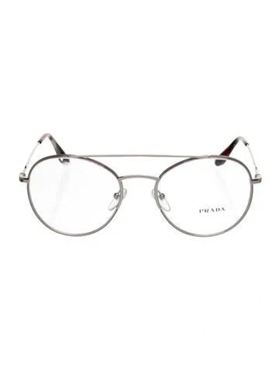 Pre-owned Prada Round Eyeglasses In Silver