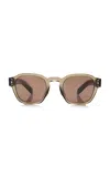 Prada Logo-striped Arms Square-frame Sunglasses In Brown