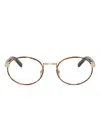 Prada Womens Brown Pr B55v Oval-frame Metal Optical Glasses In Multi