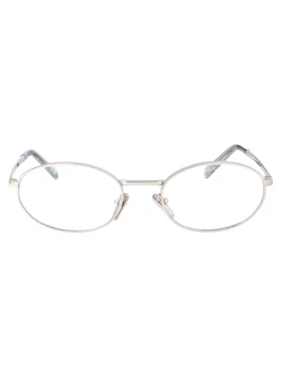 Prada Round Frame Glasses In Silver