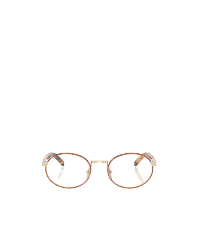 Prada Round Frame Mirror In Nude
