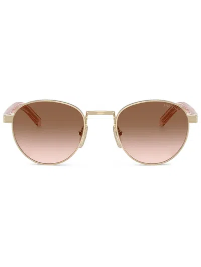 Prada Round-frame Sunglasses In ゴールドトーン