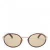 Prada Womens Brown Pr B56s Round-frame Tortoiseshell Metal Sunglasses