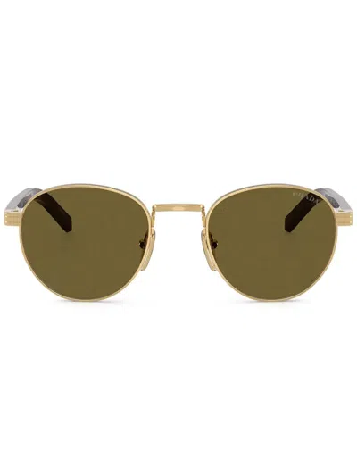 Prada Round-frame Sunglasses In Gold
