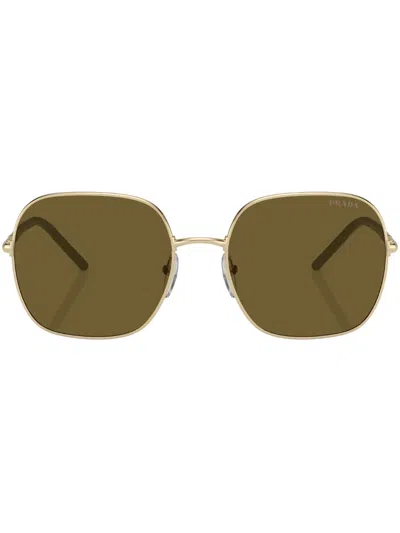 Prada Round-frame Sunglasses In Gold