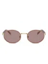 Prada Womens Brown Pr B56s Round-frame Metal Sunglasses In Pink