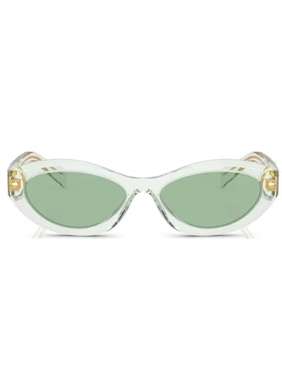 Prada 0pr 26zs Translucent Acetate Oval Sunglasses In Green