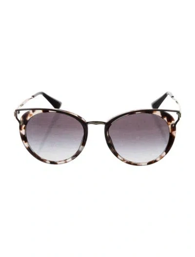 Pre-owned Prada Round Gradient Sunglasses In Black