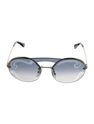 Pre-owned Prada Round Gradient Sunglasses In Black
