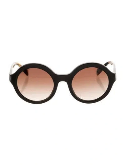 Pre-owned Prada Round Gradient Sunglasses In Black