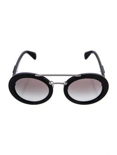 Pre-owned Prada Round Gradient Sunglasses In Black