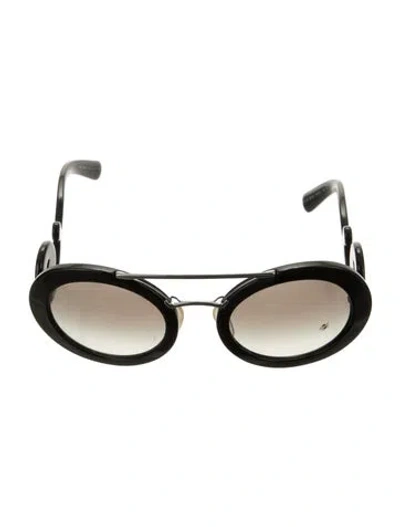 Pre-owned Prada Round Gradient Sunglasses In Black