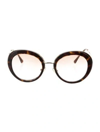 Pre-owned Prada Round Gradient Sunglasses In Brown