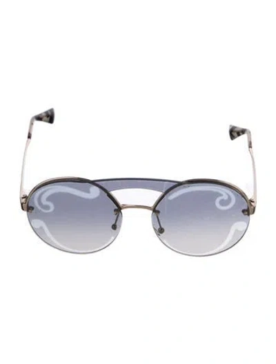 Pre-owned Prada Round Gradient Sunglasses In Gold