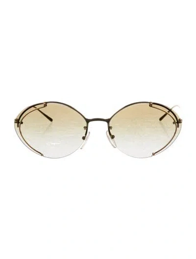 Pre-owned Prada Round Gradient Sunglasses In Gold