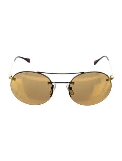 Pre-owned Prada Round Gradient Sunglasses In Gold