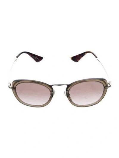 Pre-owned Prada Round Gradient Sunglasses In Green