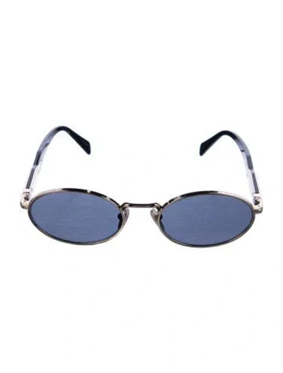 Pre-owned Prada Round Gradient Sunglasses W/ Tags In Black/gold