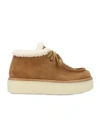 Prada Suede Lace-up Flatform Boots In Brown