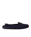 Prada Round-head Flat Shoes In Navy