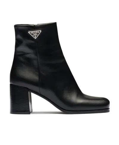 PRADA ROUND HEAD HIGH-HEELED SHORT BOOTS