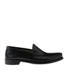 Prada Women Dark Brown Leather Loafers In Black