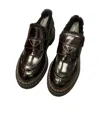 Prada Round Head Loafer Shoes In Black