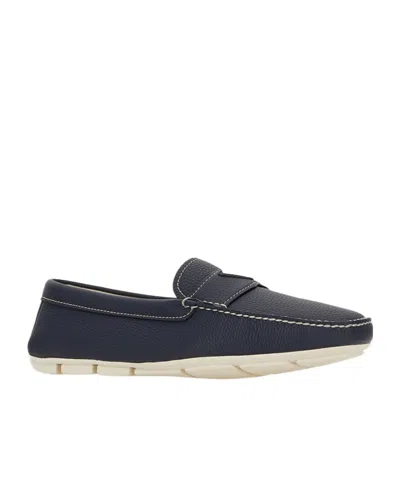 Prada Round Head Loafer Shoes In Blue