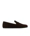 Prada Versatile Round Toe Suede Loafers In Brown