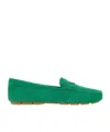Prada Suede Driving Shoes In Green