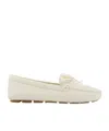 Prada Suede Driving Loafers In Nude