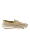 Prada Desert Calf Leather Flat Shoes In Nude
