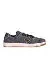 Prada Enamel-triangle Suede Sneakers In Black