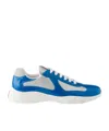 Prada Round Head Low-cut Sneakers In Blue