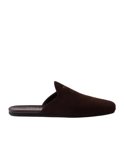 Prada Round Head Muller Shoes In Brown