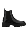 Prada Men's Monolith Brushed Leather Chelsea Boots In Black