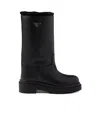 Prada Round-head Short Boots In Black